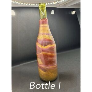 Pink and Gold Mixed Media Art Bottle